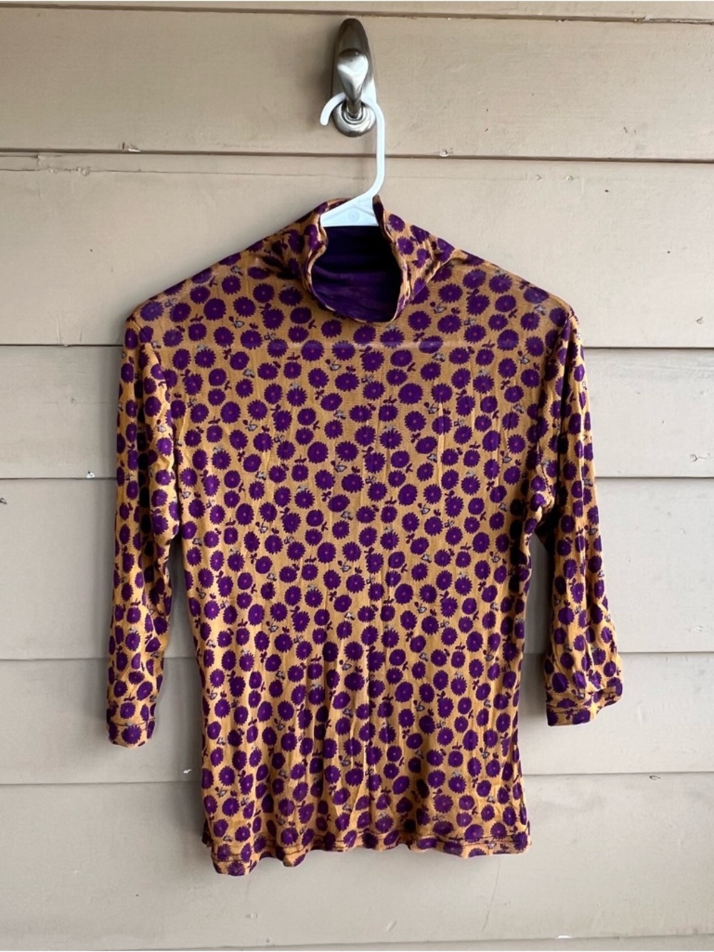 Floral Mock Neck Long Sleeve Top Size Size S Y2K Modest Casual